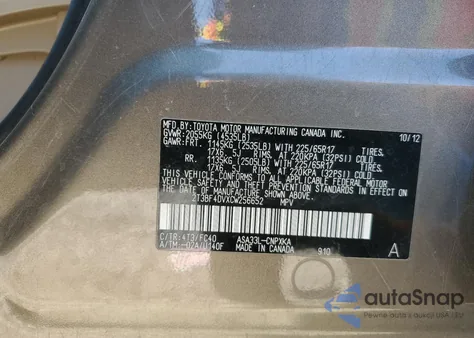 2012 Toyota Rav4 from USA, damaged, VIN 2T3BF4DVXCW256652